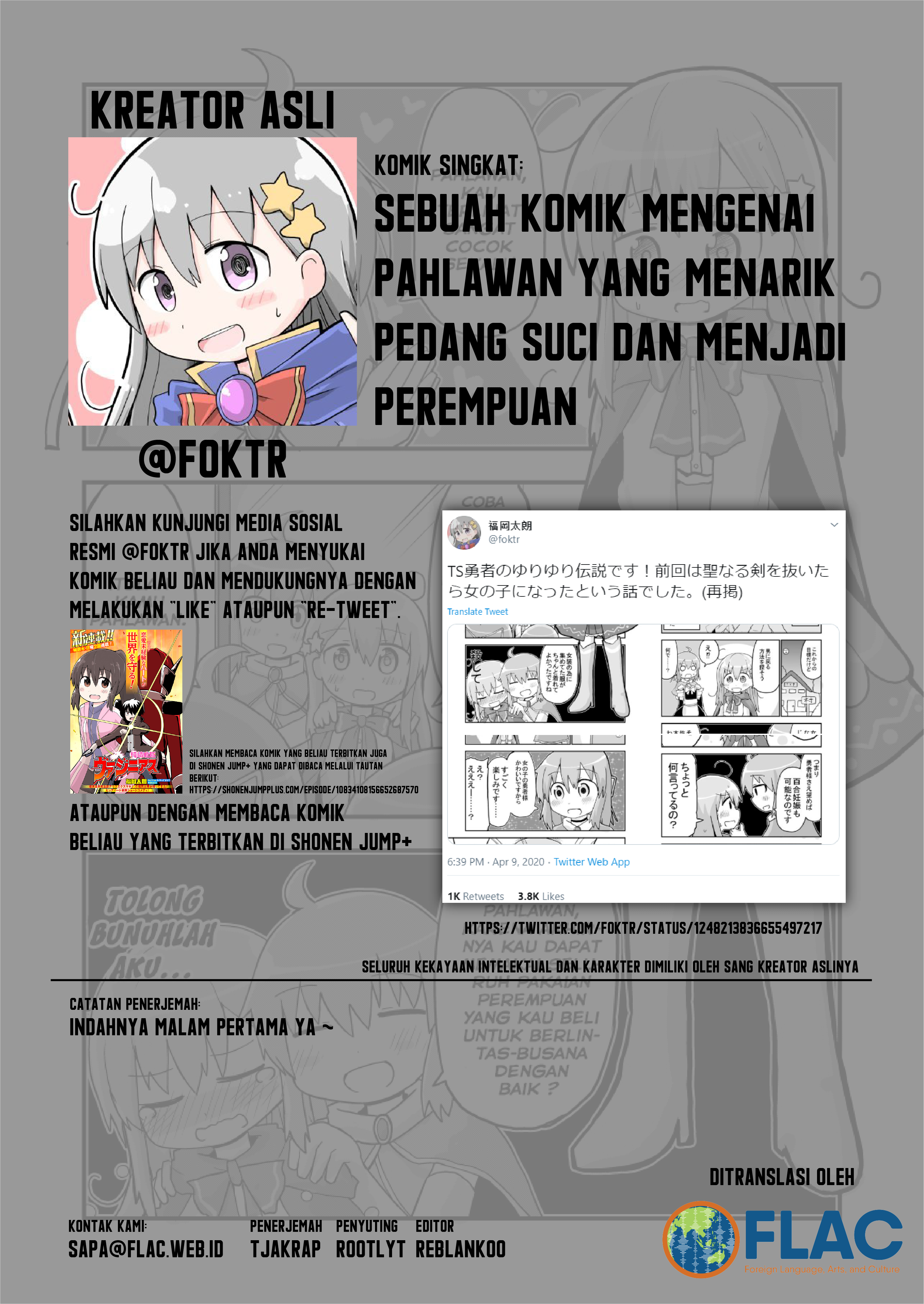 A Manga About a Hero Who Pulled Out the Holy Sword and Became a Girl Chapter 02 Bahasa Indonesia
