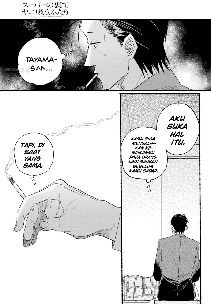 A Story About Smoking at the Back of the Supermarket (Super no Ura de Yani Suu Futari) Chapter 31 Bahasa Indonesia