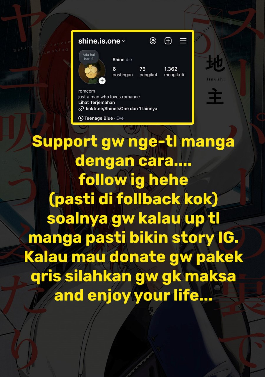 A Story About Smoking at the Back of the Supermarket (Super no Ura de Yani Suu Futari) Chapter 37 Bahasa Indonesia