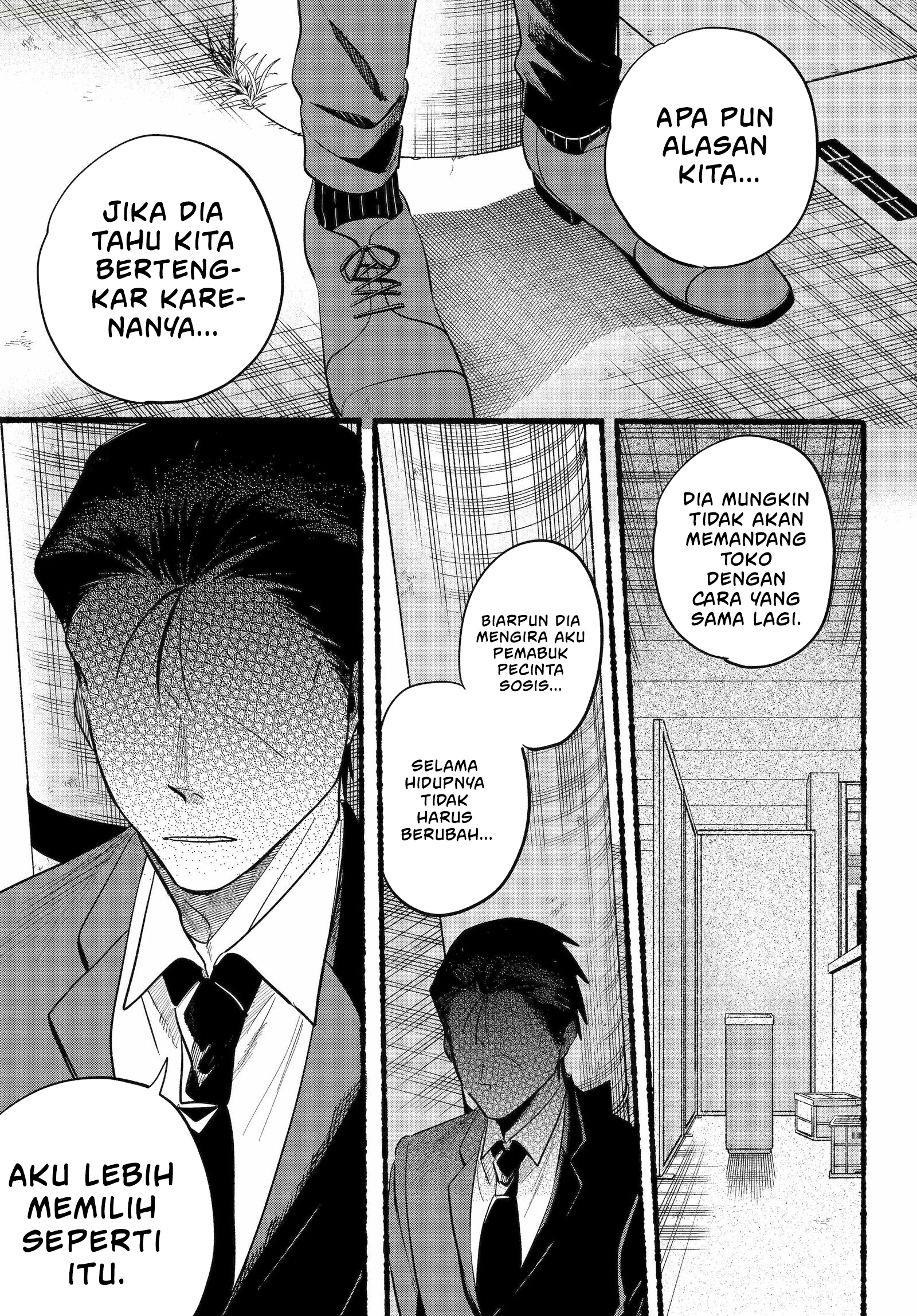 A Story About Smoking at the Back of the Supermarket (Super no Ura de Yani Suu Futari) Chapter 45 Bahasa Indonesia