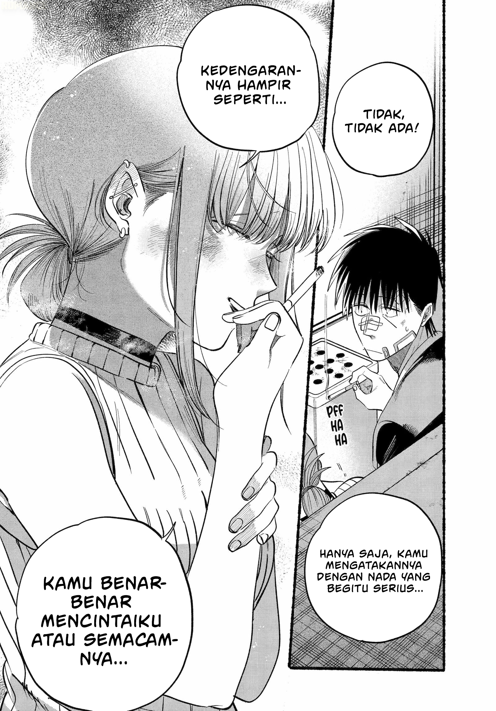 A Story About Smoking at the Back of the Supermarket (Super no Ura de Yani Suu Futari) Chapter 45 Bahasa Indonesia