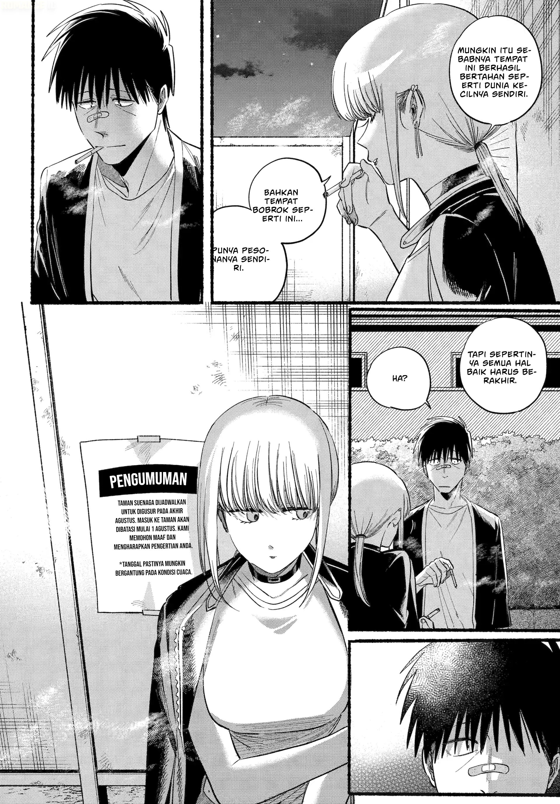 A Story About Smoking at the Back of the Supermarket (Super no Ura de Yani Suu Futari) Chapter 46 Bahasa Indonesia