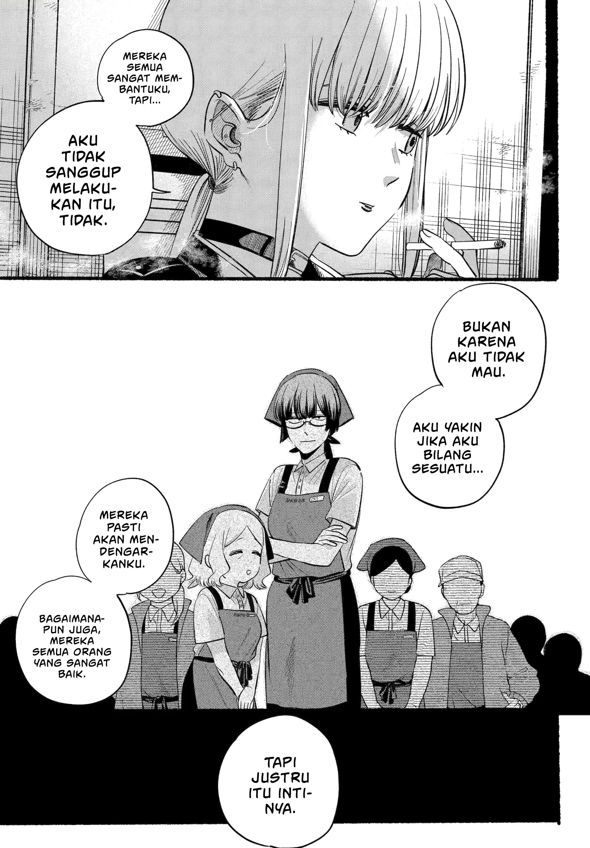 A Story About Smoking at the Back of the Supermarket (Super no Ura de Yani Suu Futari) Chapter 46 Bahasa Indonesia