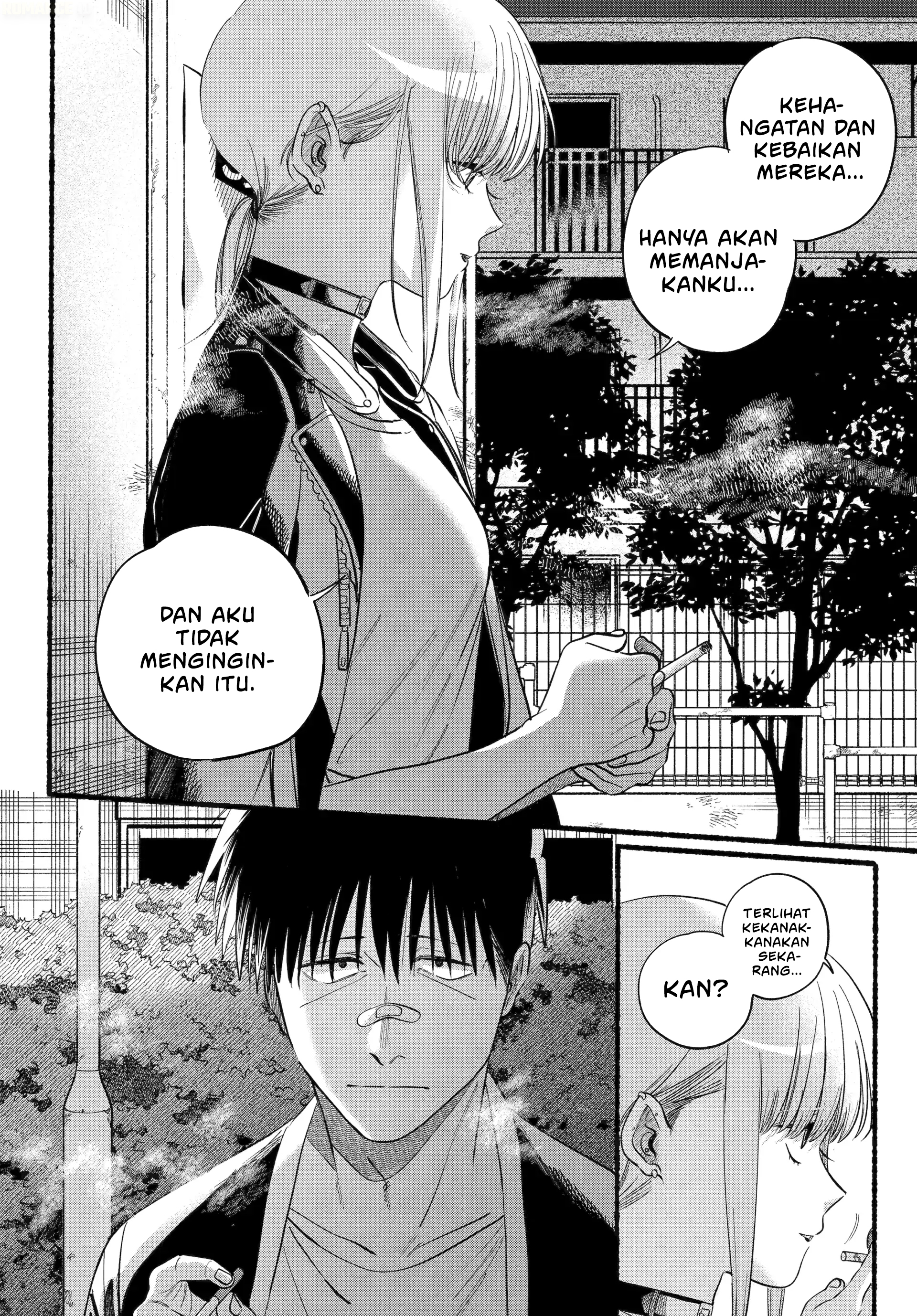 A Story About Smoking at the Back of the Supermarket (Super no Ura de Yani Suu Futari) Chapter 46 Bahasa Indonesia