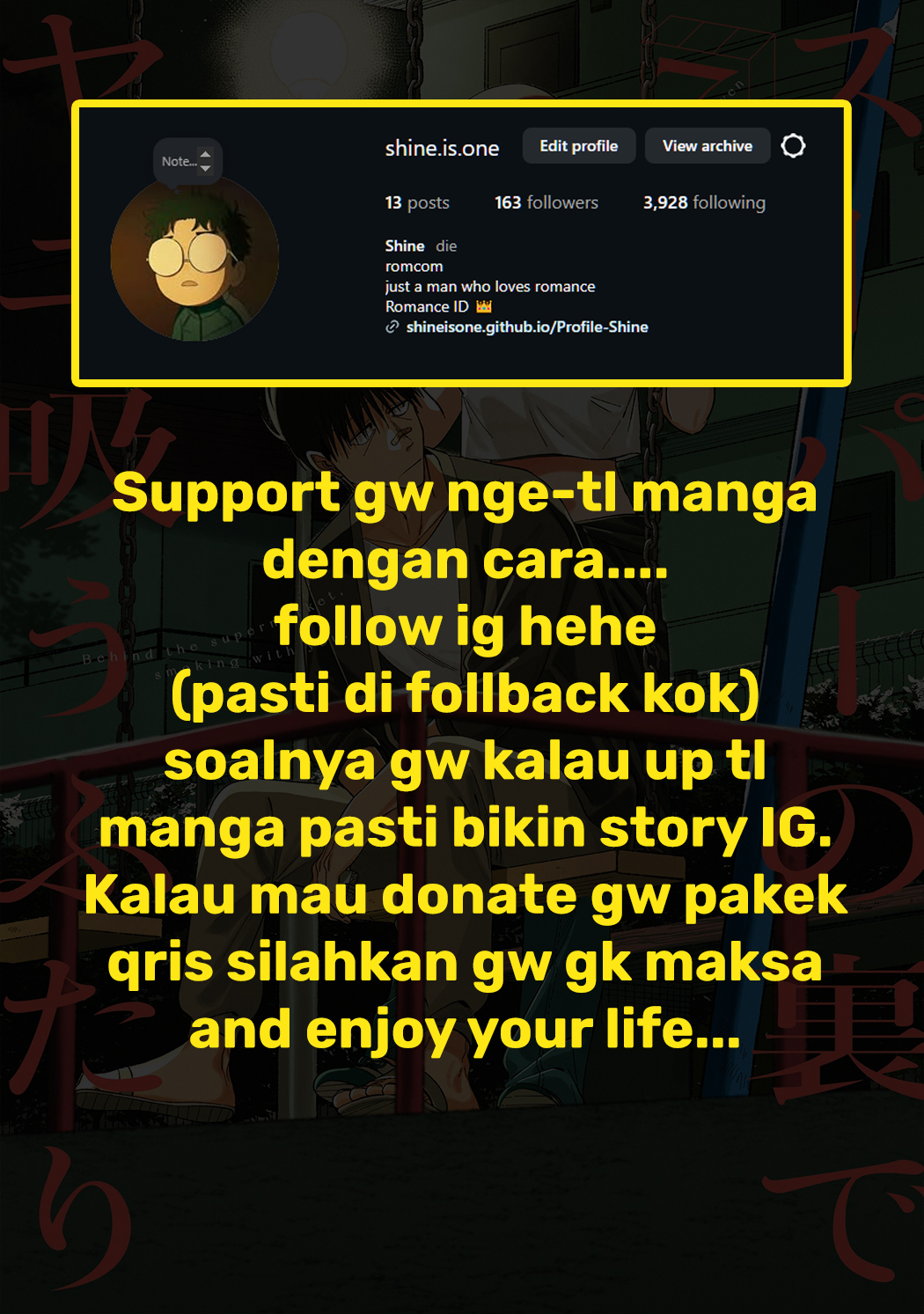 A Story About Smoking at the Back of the Supermarket (Super no Ura de Yani Suu Futari) Chapter 47 Bahasa Indonesia