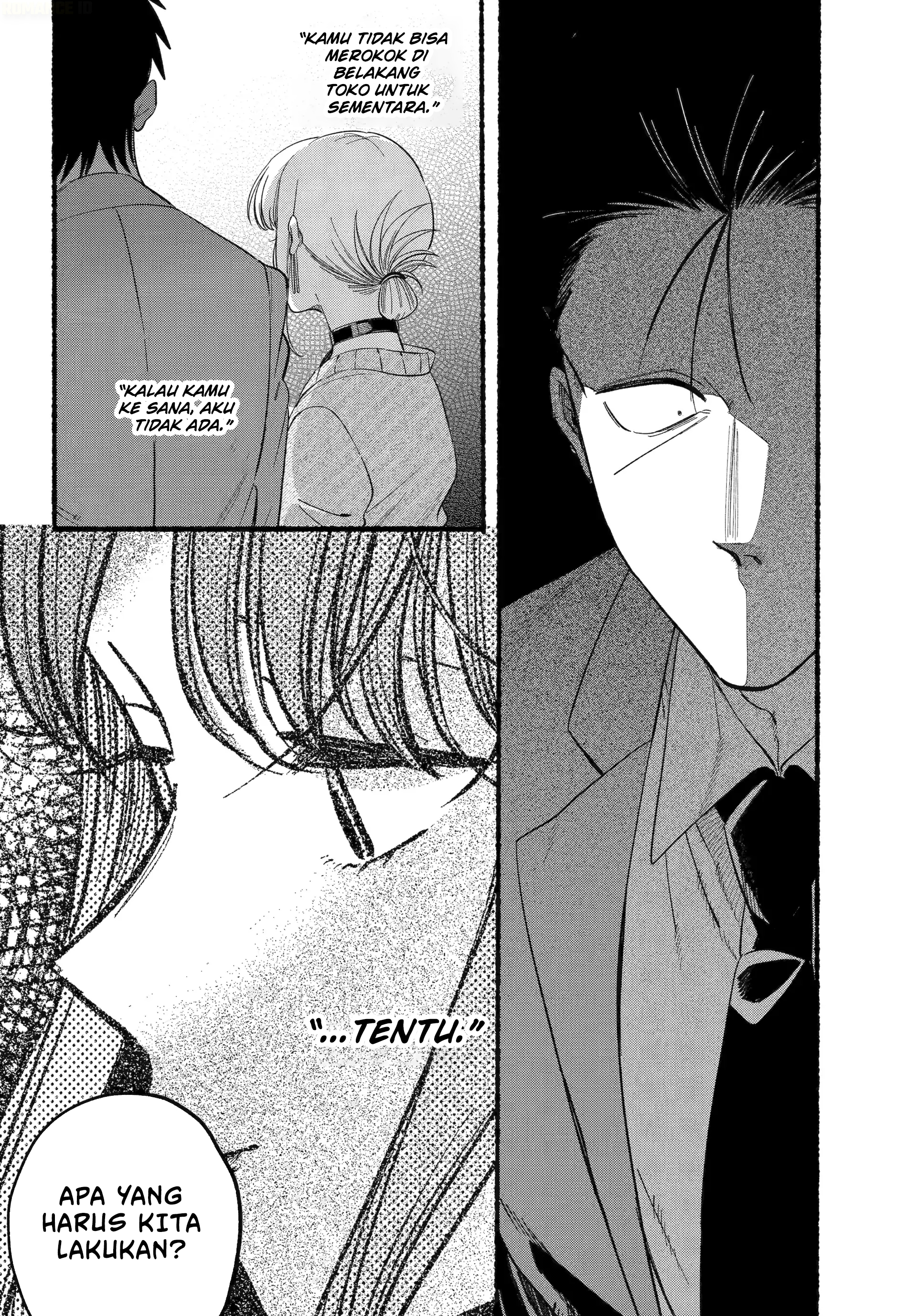 A Story About Smoking at the Back of the Supermarket (Super no Ura de Yani Suu Futari) Chapter 48 Bahasa Indonesia