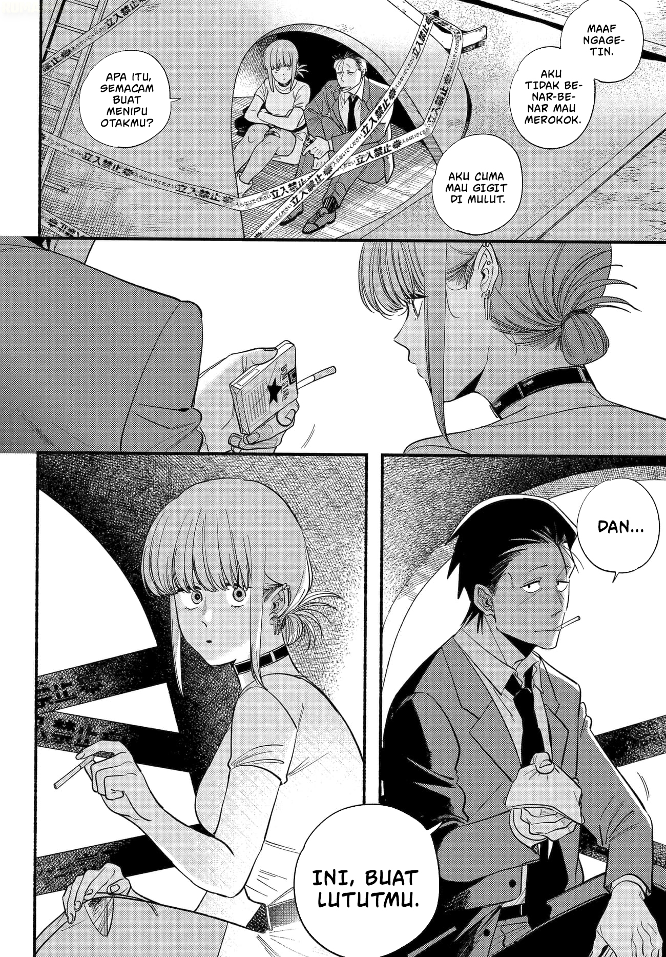 A Story About Smoking at the Back of the Supermarket (Super no Ura de Yani Suu Futari) Chapter 49 Bahasa Indonesia
