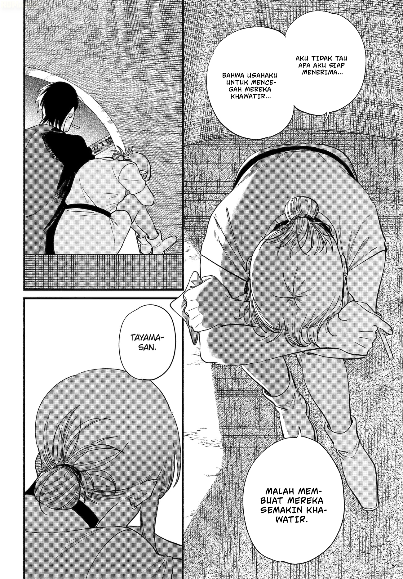 A Story About Smoking at the Back of the Supermarket (Super no Ura de Yani Suu Futari) Chapter 49 Bahasa Indonesia