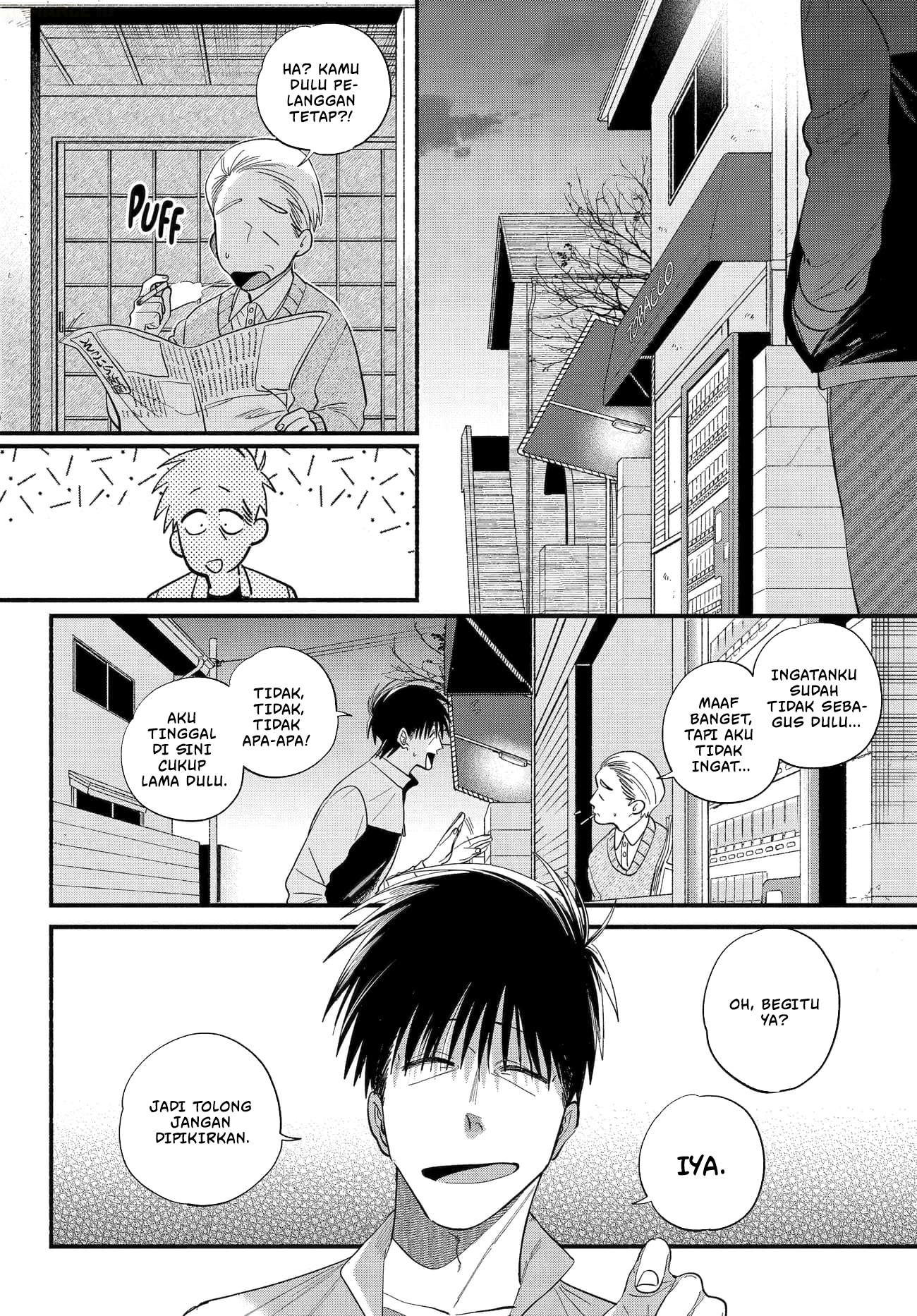 A Story About Smoking at the Back of the Supermarket (Super no Ura de Yani Suu Futari) Chapter 50 Bahasa Indonesia