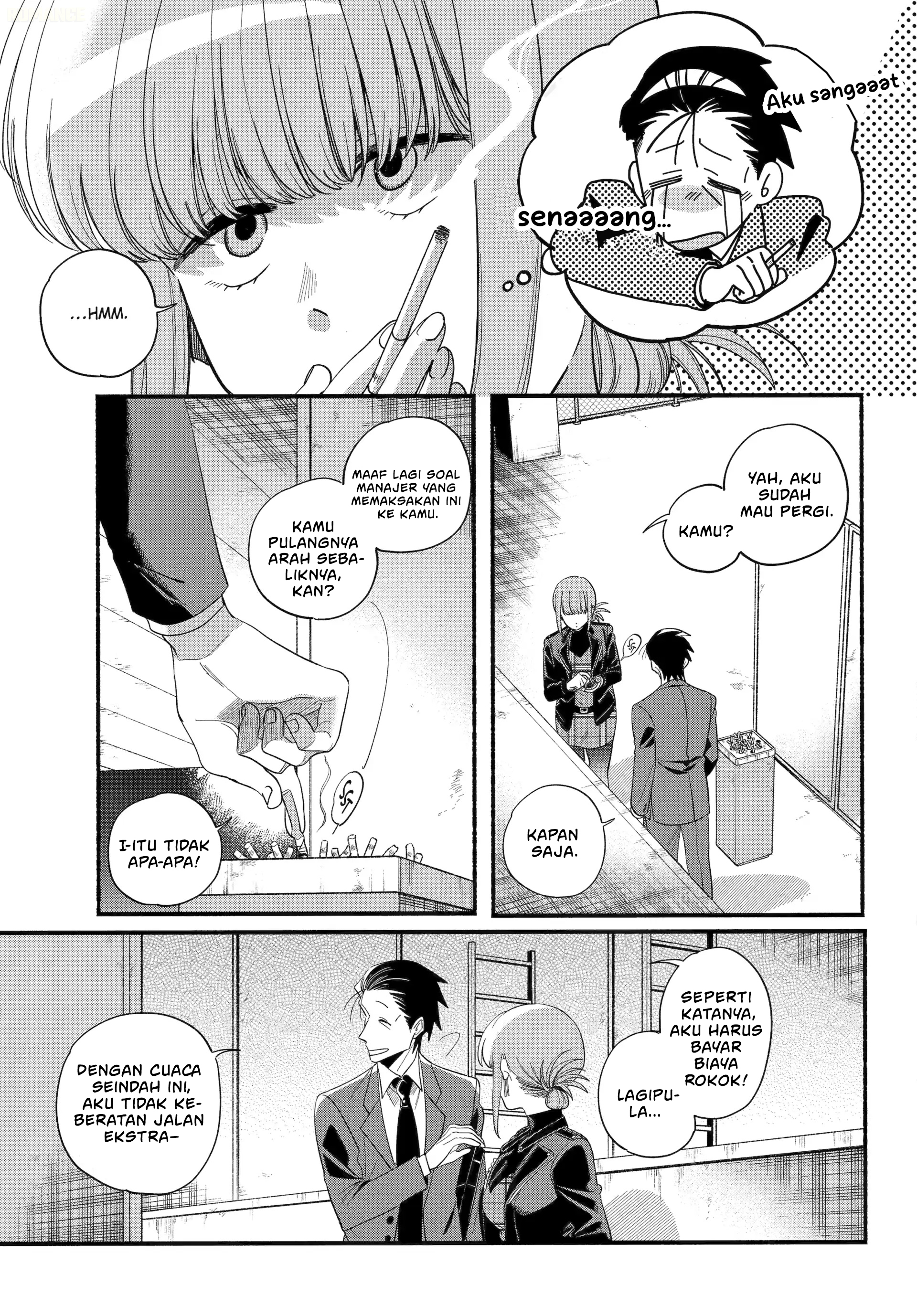 A Story About Smoking at the Back of the Supermarket (Super no Ura de Yani Suu Futari) Chapter 53 Bahasa Indonesia