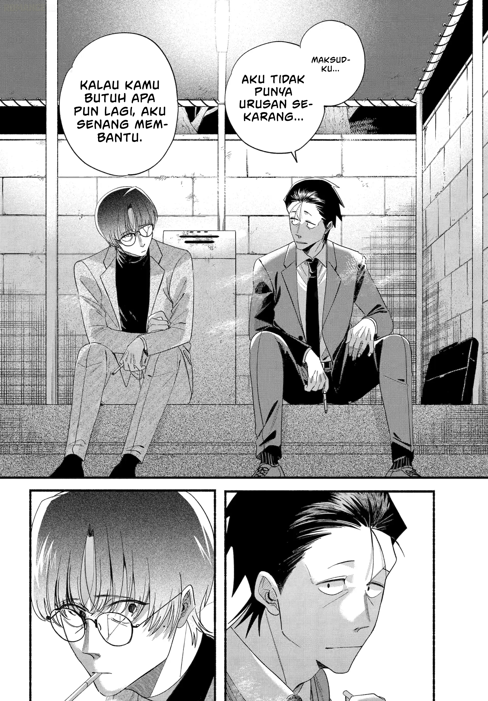 A Story About Smoking at the Back of the Supermarket (Super no Ura de Yani Suu Futari) Chapter 54 Bahasa Indonesia