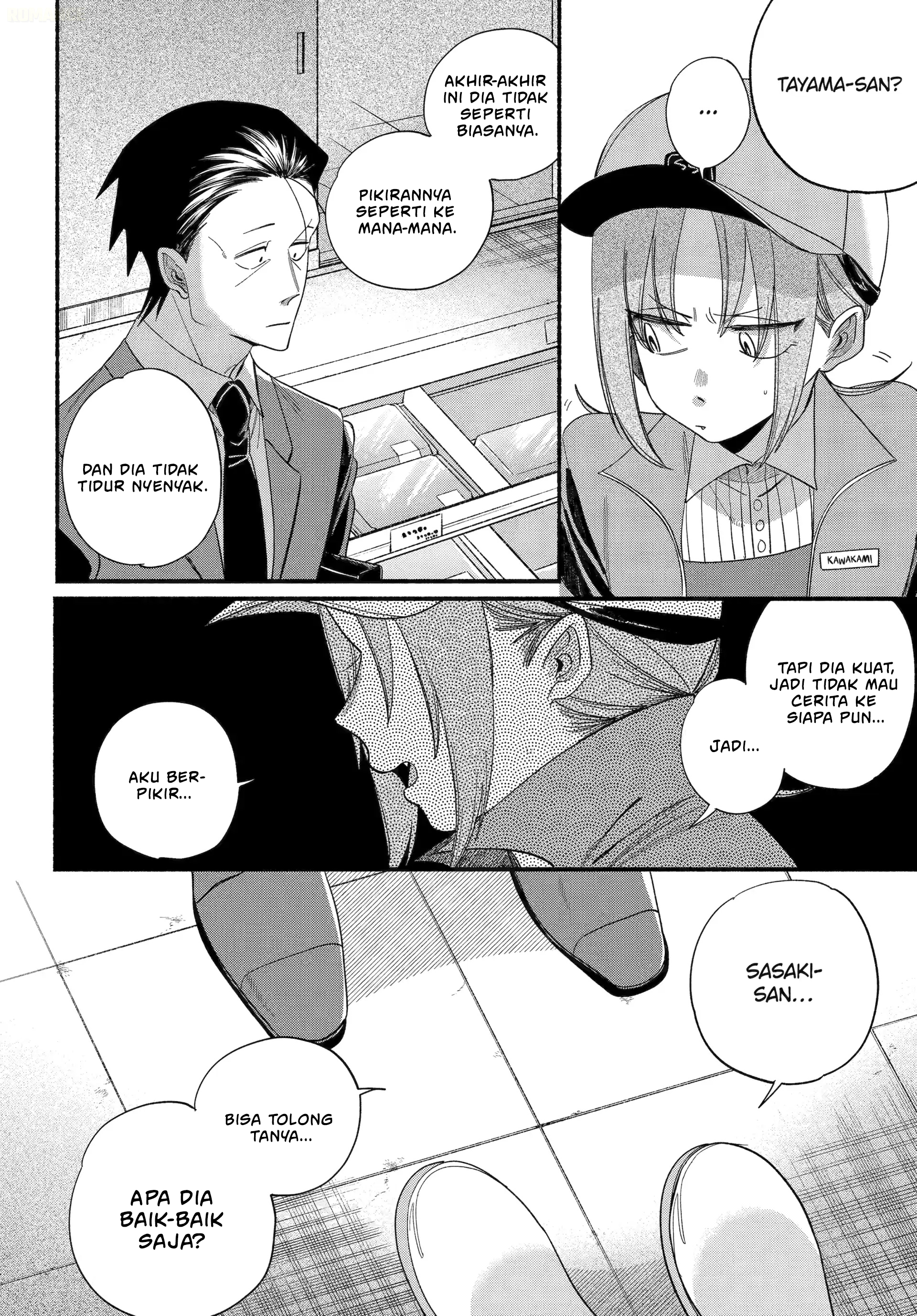 A Story About Smoking at the Back of the Supermarket (Super no Ura de Yani Suu Futari) Chapter 55 Bahasa Indonesia