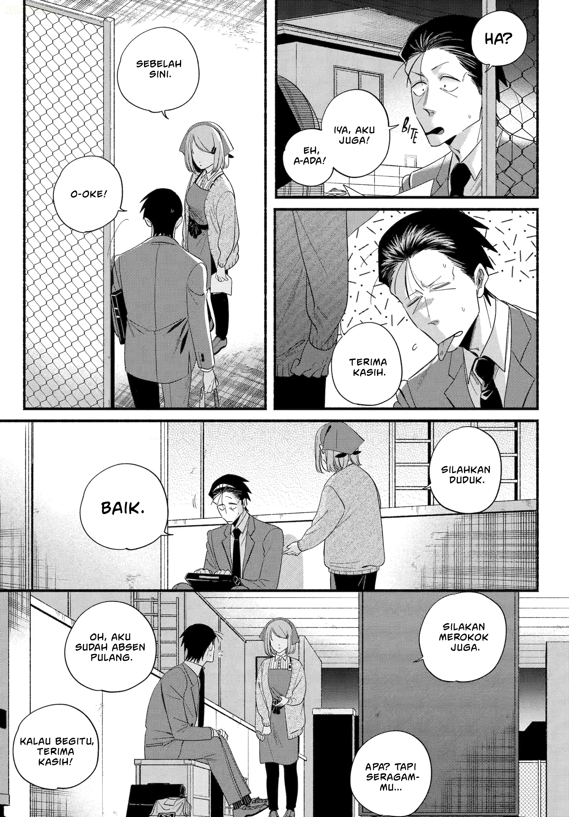 A Story About Smoking at the Back of the Supermarket (Super no Ura de Yani Suu Futari) Chapter 56 Bahasa Indonesia