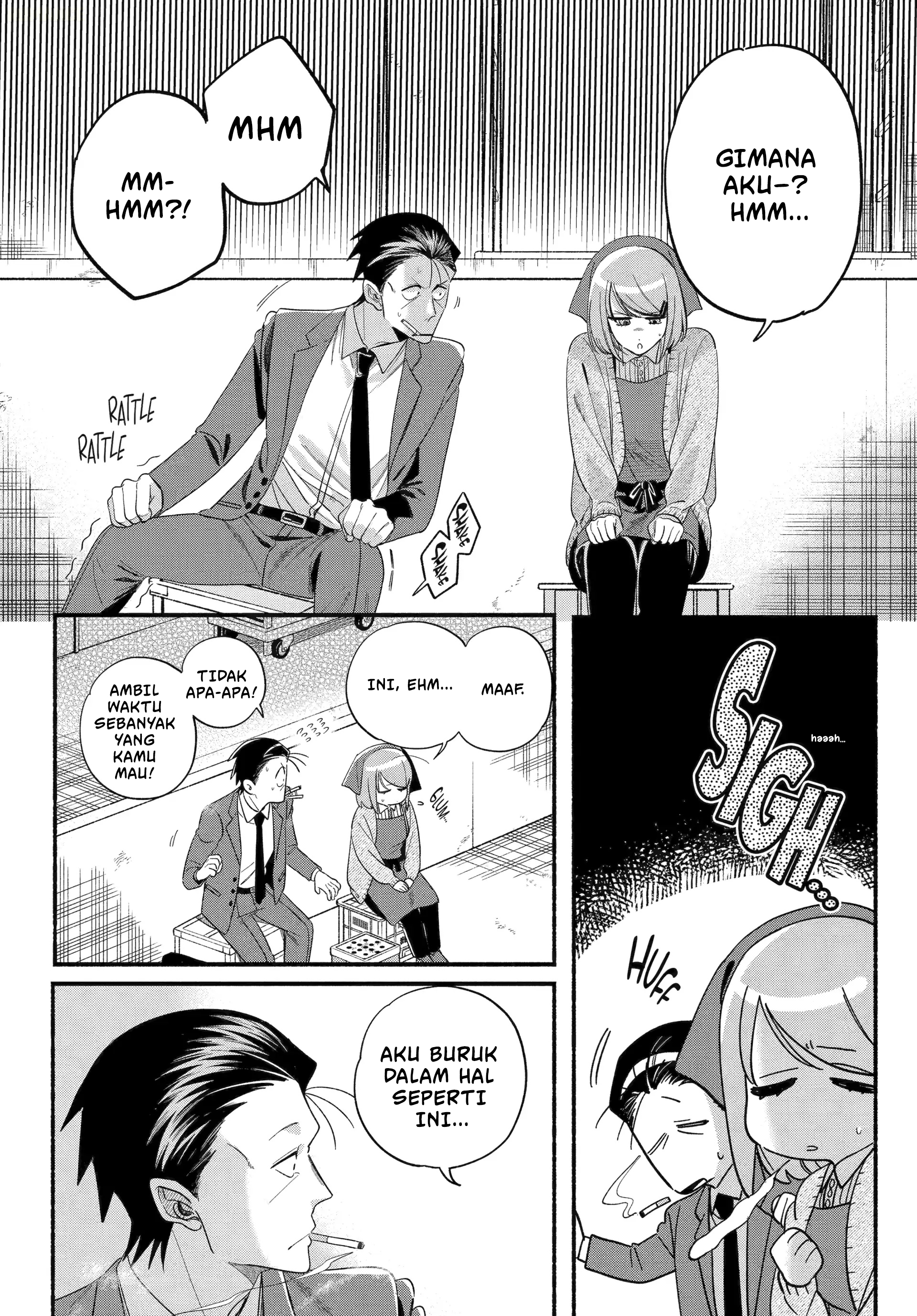 A Story About Smoking at the Back of the Supermarket (Super no Ura de Yani Suu Futari) Chapter 56 Bahasa Indonesia