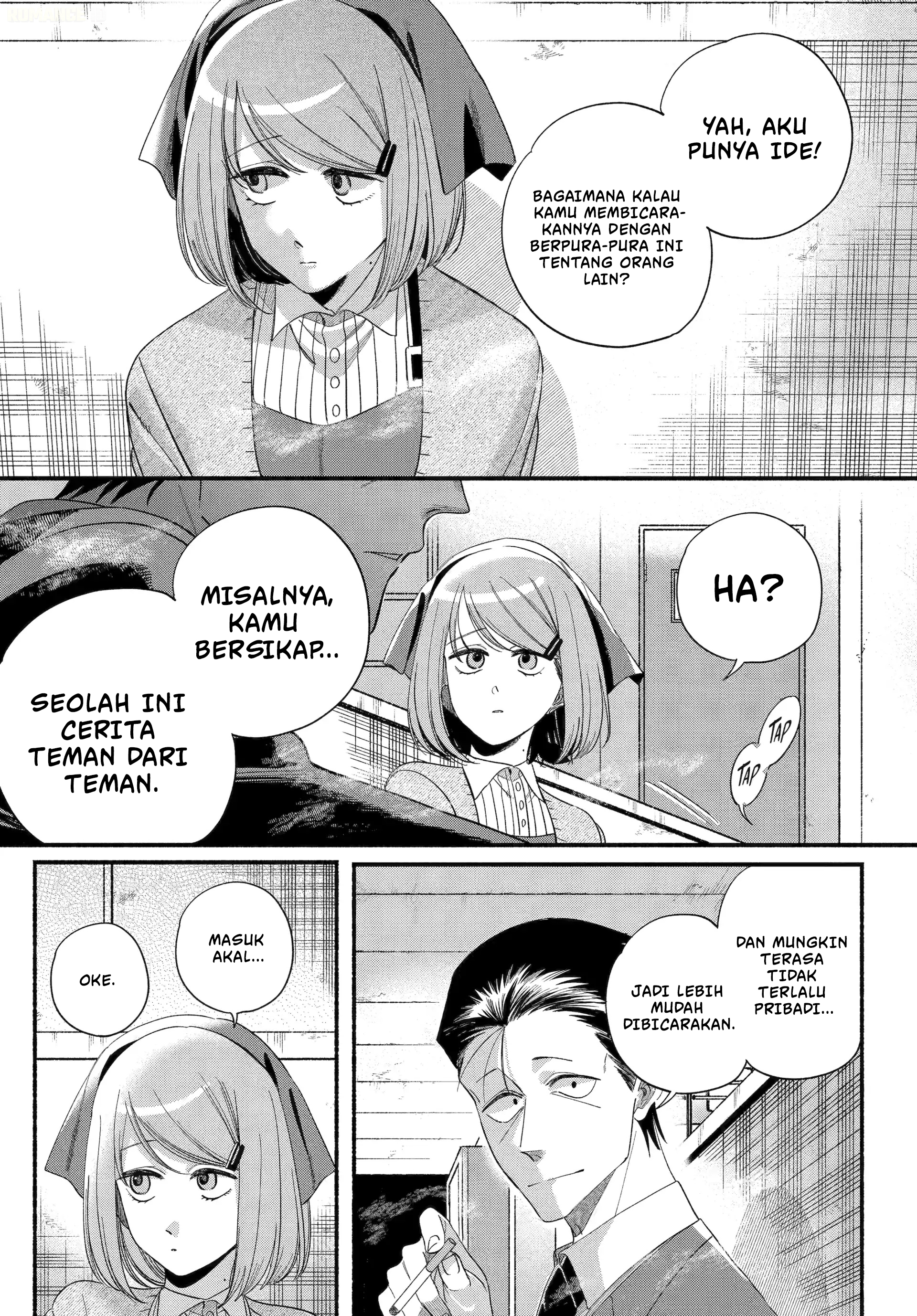 A Story About Smoking at the Back of the Supermarket (Super no Ura de Yani Suu Futari) Chapter 56 Bahasa Indonesia