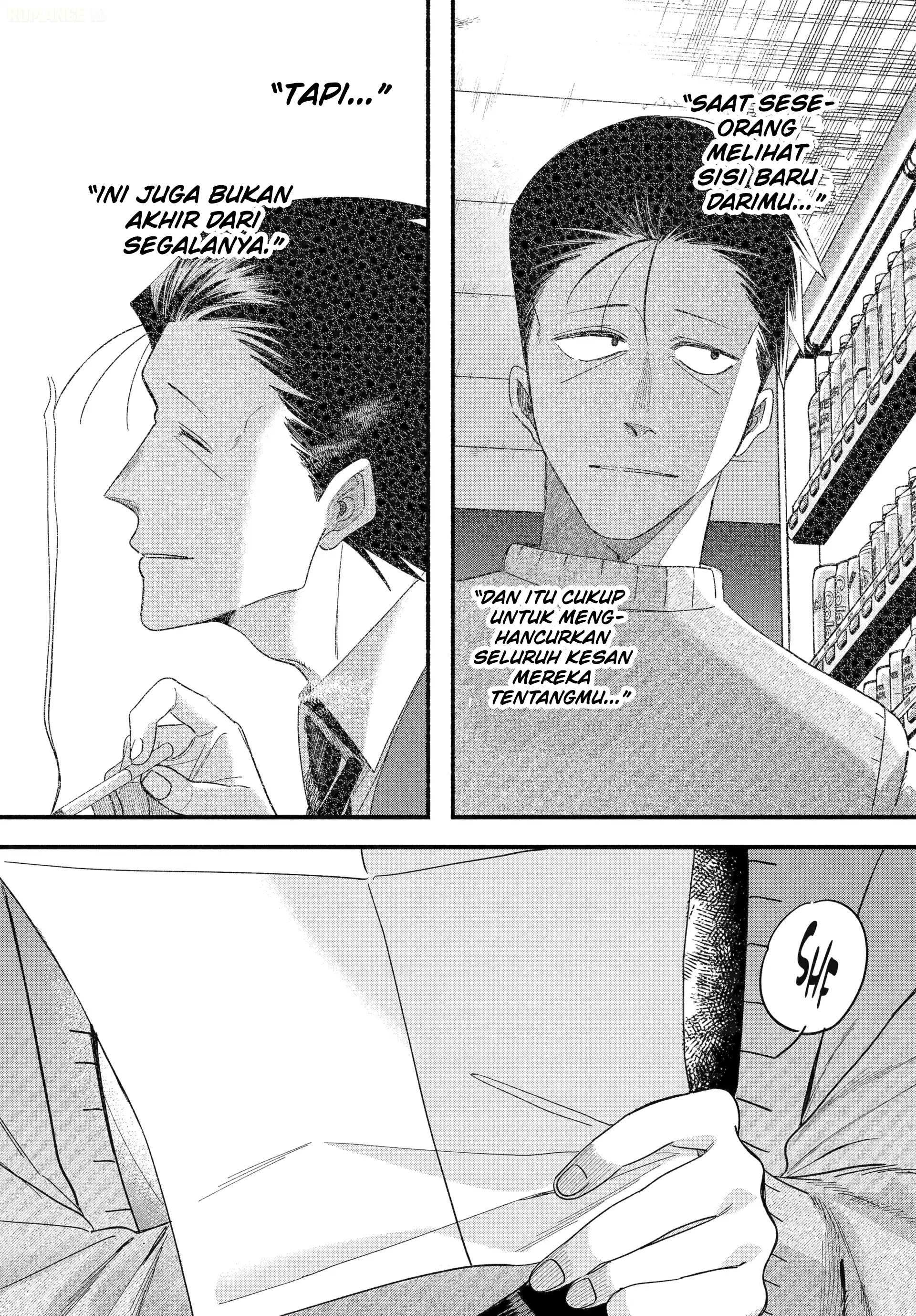 A Story About Smoking at the Back of the Supermarket (Super no Ura de Yani Suu Futari) Chapter 56 Bahasa Indonesia