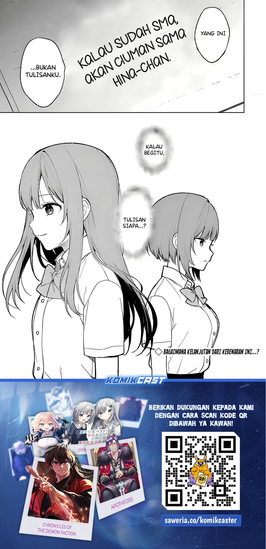Chikan Saresou ni Natteiru S-kyuu Bishoujo wo Tasuketara Tonari no Seki no Osanajimi datta Chapter 68 Bahasa Indonesia