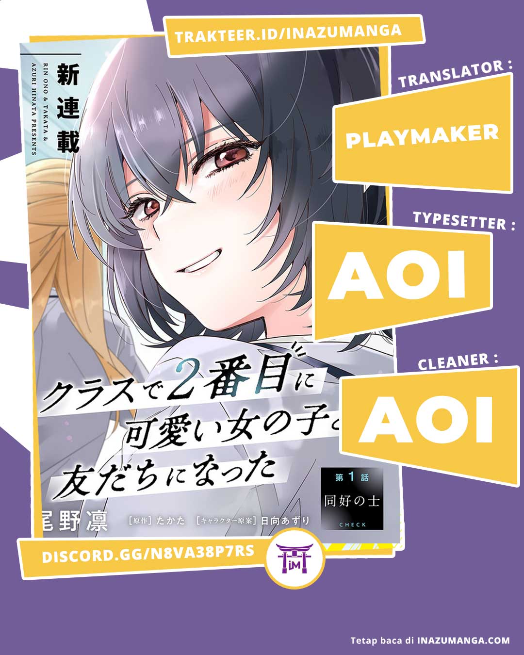 Class de 2 Banme ni Kawaii Onna no Ko to Tomodachi ni Natta Chapter 01 Bahasa Indonesia