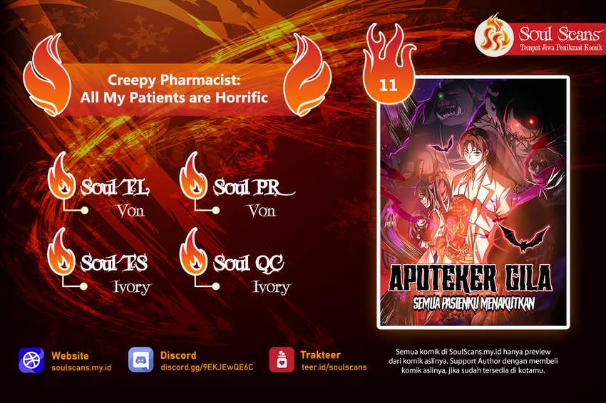 Creepy Pharmacist: All My Patients Are Horrific Chapter 11 Bahasa Indonesia
