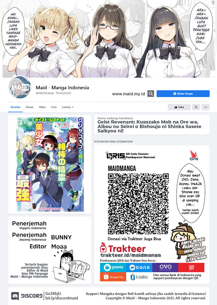 Geist Revenant: Kusozako Mob na Ore wa, Aibou no Seirei o Bishoujo ni Shinka Sasete Saikyou ni! Chapter 04 Bahasa Indonesia