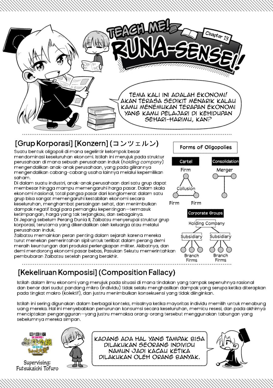 Gendai Shakai de Otome Game no Akuyaku Reijou wo suru no wa Chotto Taihen Chapter 13 Bahasa Indonesia