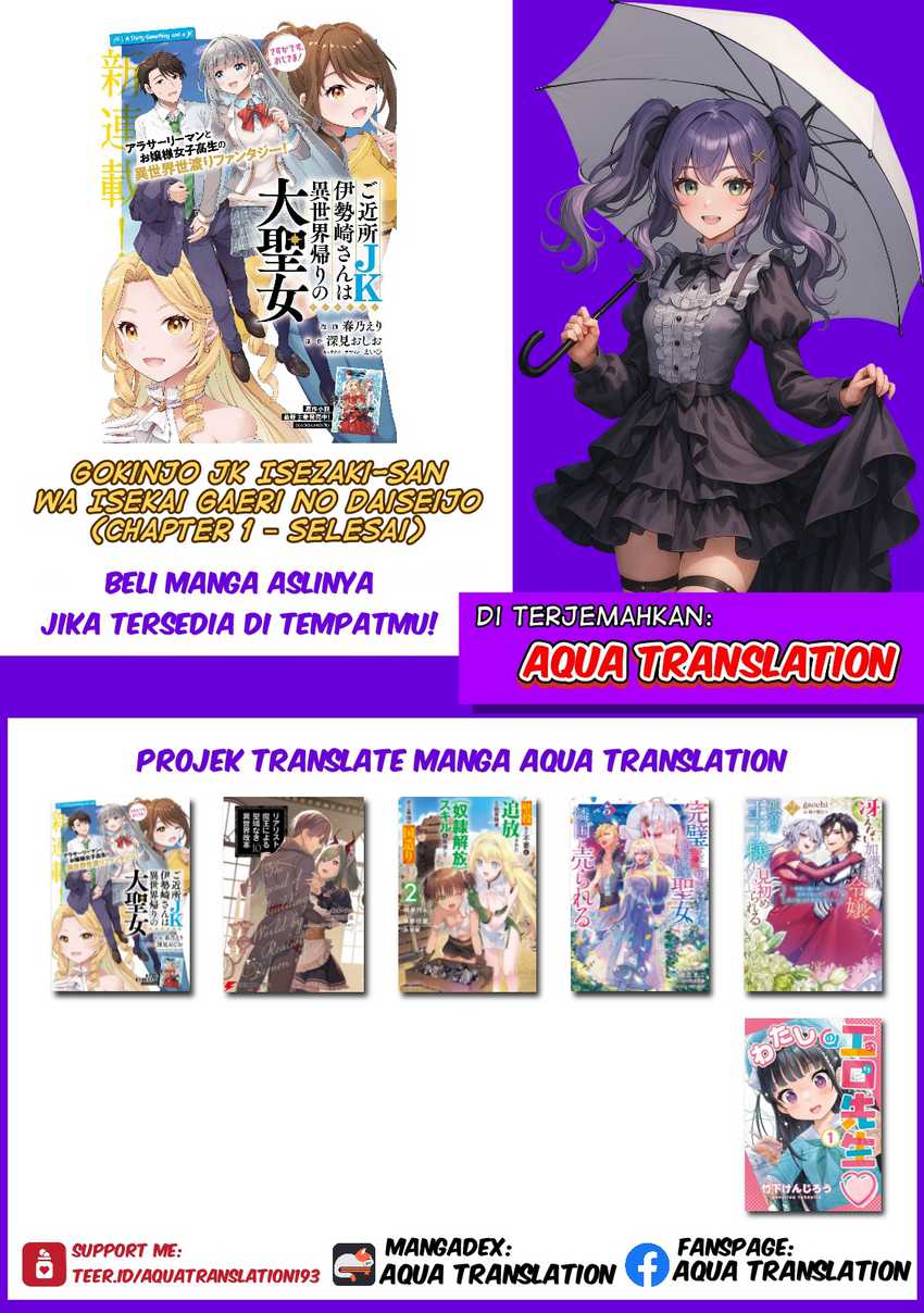 Gokinjo JK Isezaki-san wa Isekaigaeri no Daiseijo Chapter 01 Bahasa Indonesia