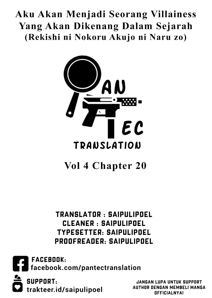 I’ll Become a Villainess That Will Go Down in History (Rekishi Ni Nokoru Akujo Ni Naru Zo: Akuyaku Reijou Ni Naru Hodo Ouji No Dekiai Wa Kasoku Suru You Desu!) chapter 20