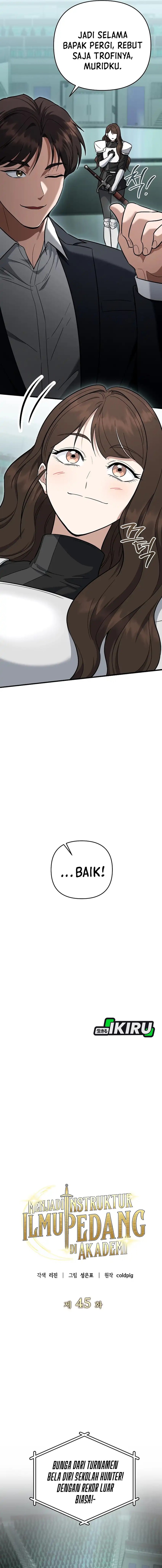 I Became a Swordsmanship Instructor at the Academy Chapter 45 Bahasa Indonesia