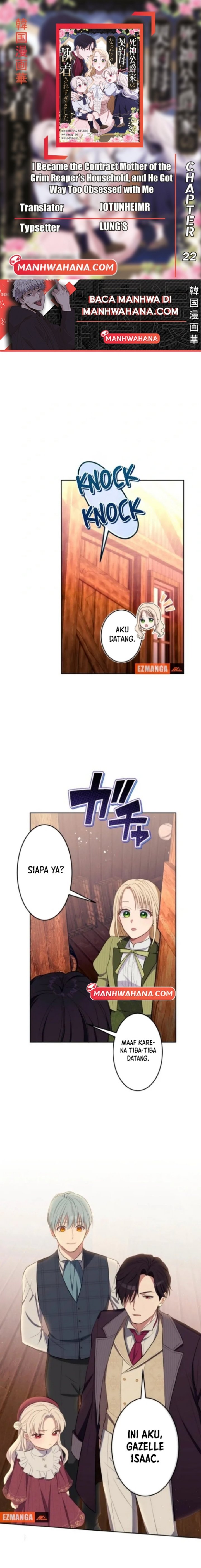 I Became the Contract Mother of the Grim Reaper Duke’s Family and They Became Obsessed With Me Chapter 22 Bahasa Indonesia