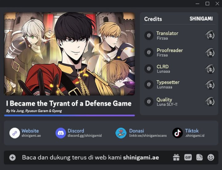 I Became the Tyrant of a Defense Game Chapter 151 Bahasa Indonesia