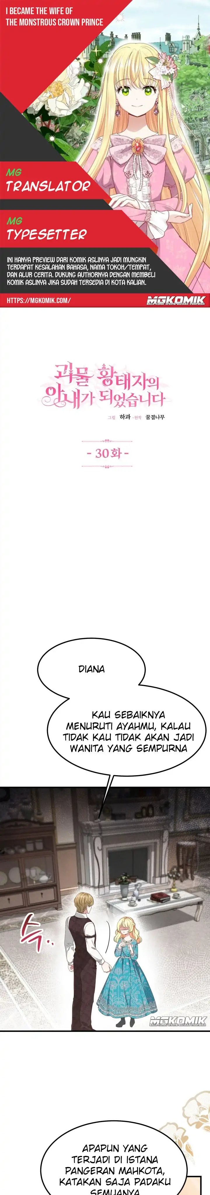 I Became the Wife of the Monstrous Crown Prince Chapter 30 Bahasa Indonesia