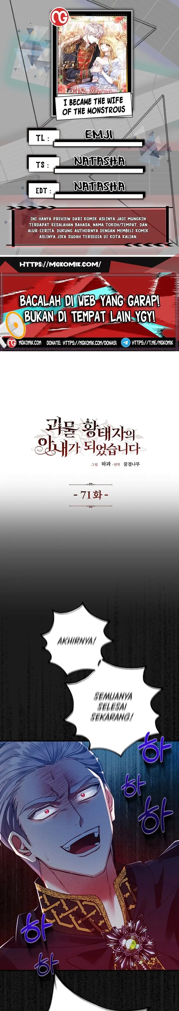 I Became the Wife of the Monstrous Crown Prince Chapter 71 Bahasa Indonesia