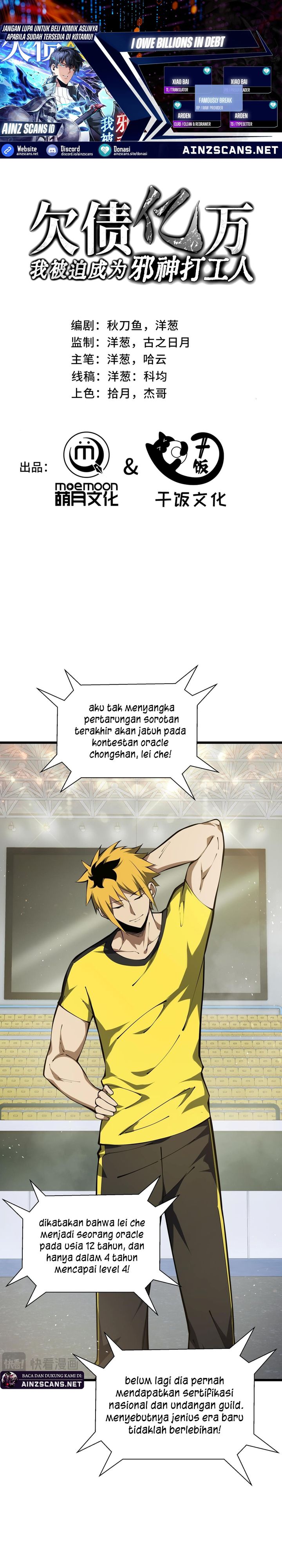 I Owe A Billion Dollars And I am Forced to Become A Worker For An Evil God Chapter 15 Bahasa Indonesia