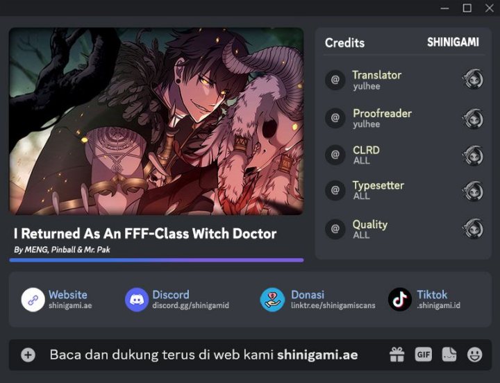 I Returned As An FFF-Class Witch Doctor Chapter 59 Bahasa Indonesia
