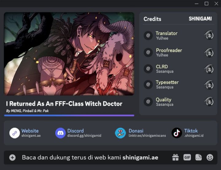 I Returned As An FFF-Class Witch Doctor Chapter 60 Bahasa Indonesia