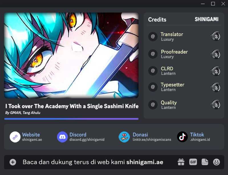 I Took over The Academy With a Single Sashimi Knife Chapter 18 Bahasa Indonesia