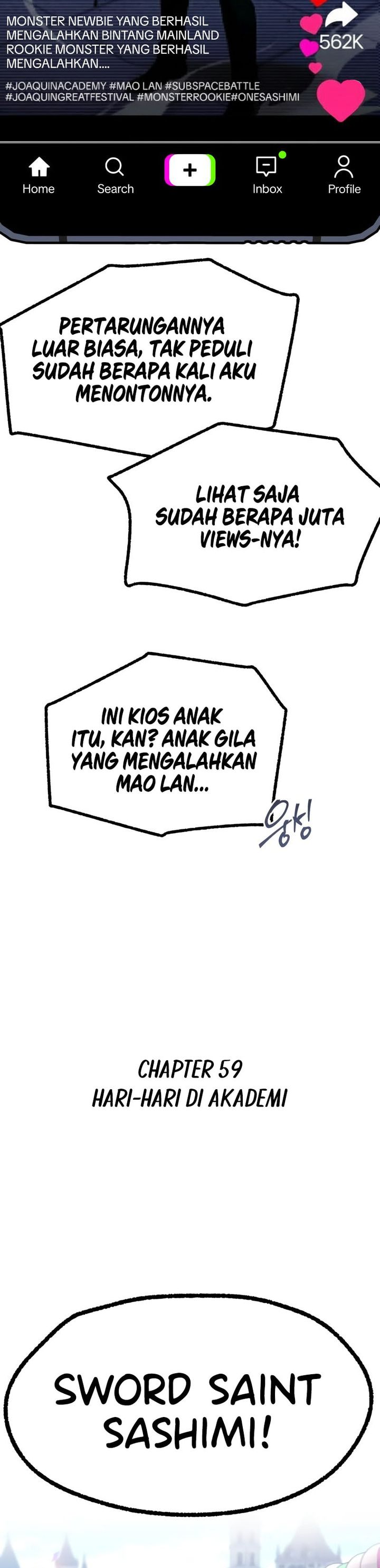 I Took over The Academy With a Single Sashimi Knife Chapter 59 Bahasa Indonesia