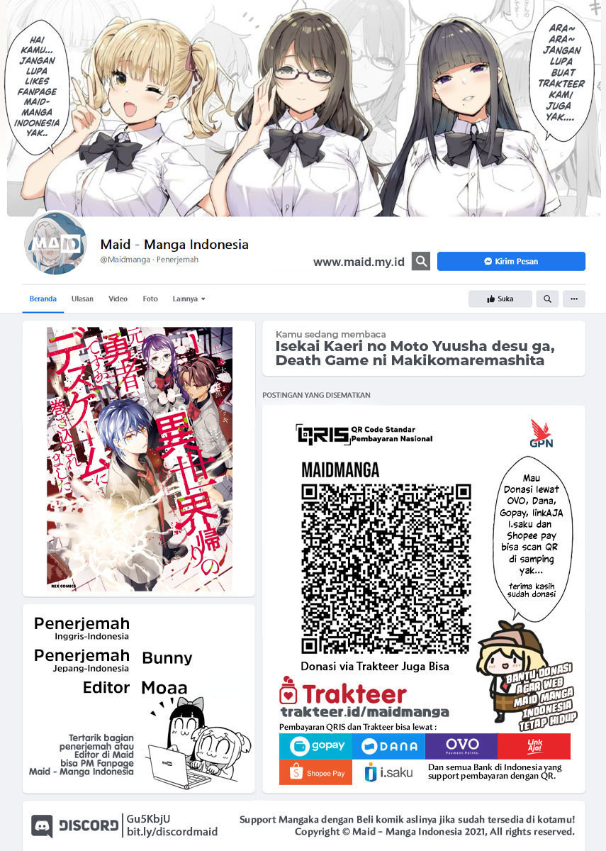 Isekai Kaeri no Moto Yuusha desu ga, Death Game ni Makikomaremashita Chapter 09.1 Bahasa Indonesia