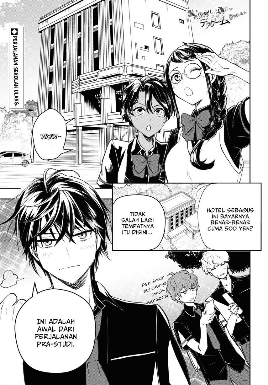 Isekai Kaeri no Moto Yuusha desu ga, Death Game ni Makikomaremashita Chapter 09.1 Bahasa Indonesia