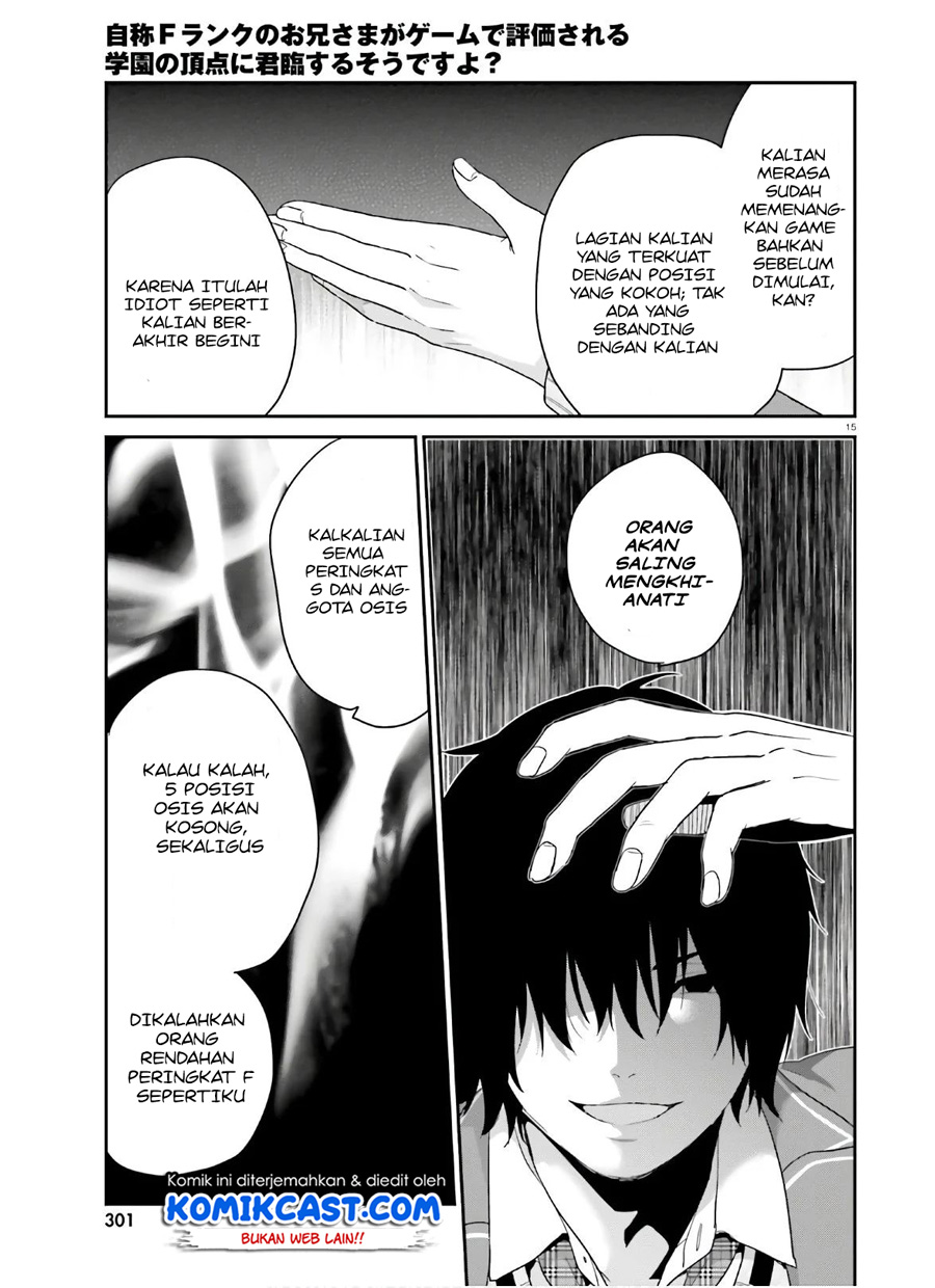 Jishou F-Rank no Oniisama ga Game de Hyouka sareru Gakuen no Chouten ni Kunrin suru Sou desu yo? chapter 30