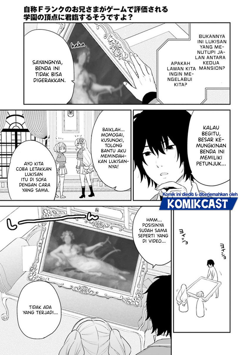 Jishou F-Rank no Oniisama ga Game de Hyouka sareru Gakuen no Chouten ni Kunrin suru Sou desu yo? Chapter 34 Bahasa Indonesia