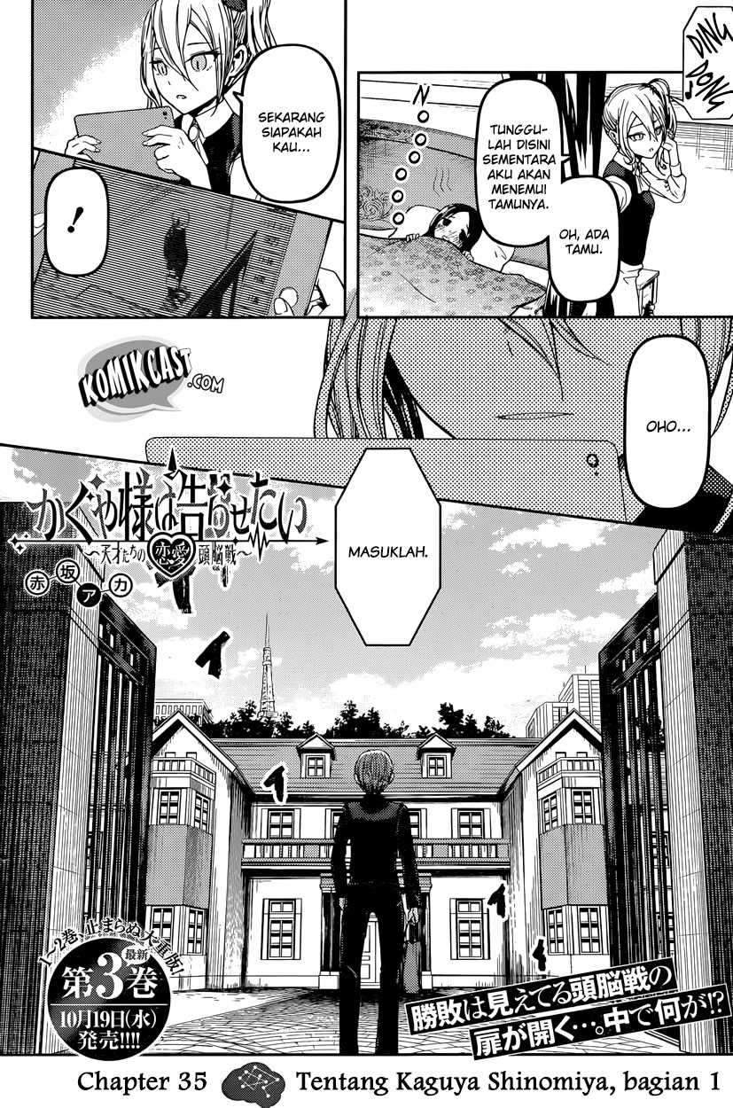 Kaguya-sama wa Kokurasetai: Tensai-tachi no Renai Zunousen Chapter 35 Bahasa Indonesia