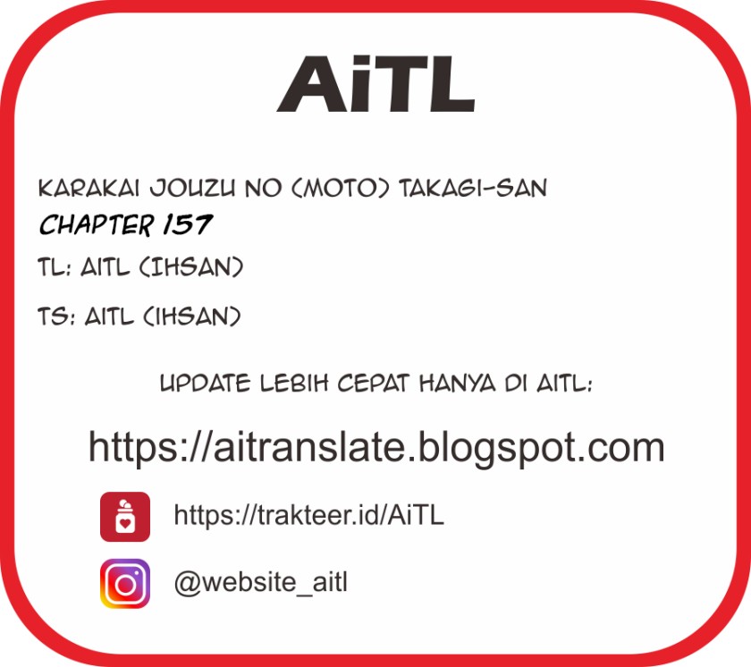Karakai Jouzu no (Moto) Takagi-san Chapter 157 Bahasa Indonesia