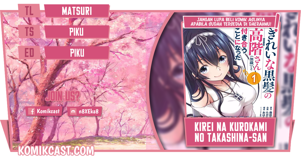 Kirei na Kurokami no Takashina-san (Mushoku) to Tsukiau Koto ni Natta Chapter 08.3 Bahasa Indonesia