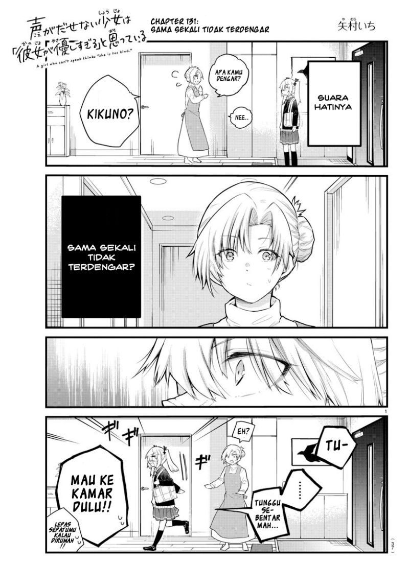 Koe ga dasenai Shoujo wa “Kanojo ga Yasashisugiru” to Omotte iru Chapter 131 Bahasa Indonesia