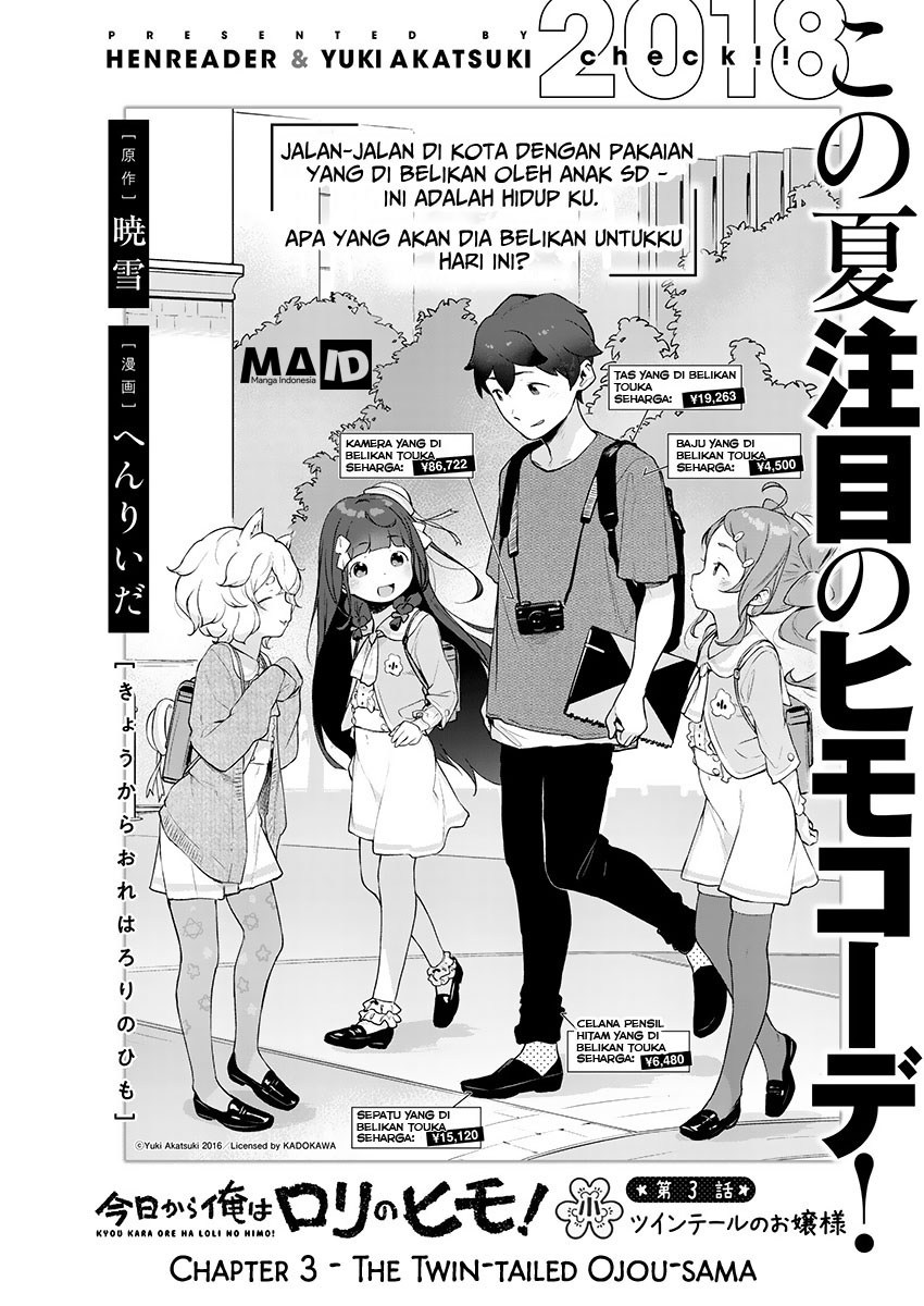 Kyou kara Ore wa Loli no Himo! Chapter 03 Bahasa Indonesia