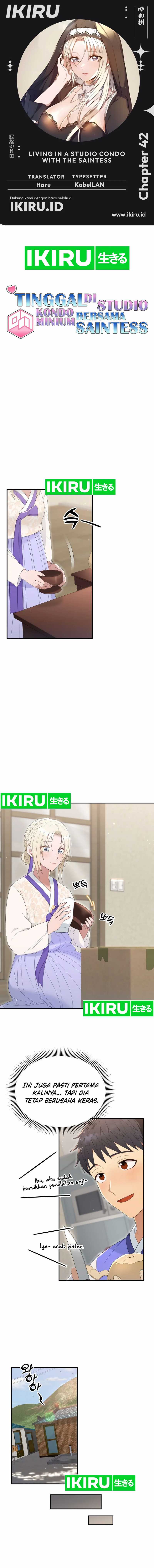 Living in a Studio Condo With the Saintess Chapter 42 Bahasa Indonesia