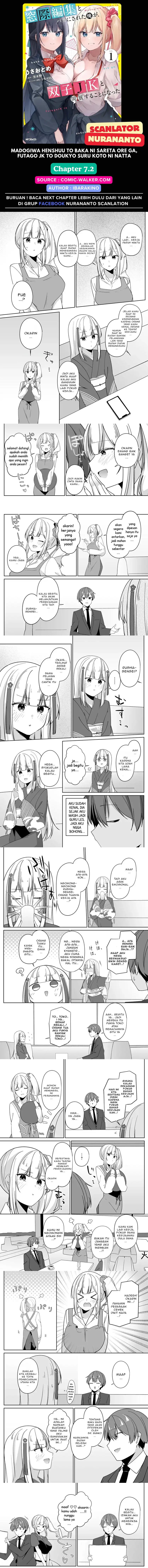 Madogiwa henshuu to baka ni sareta ore ga, futago JK to doukyo suru koto ni natta Chapter 07.2 Bahasa Indonesia