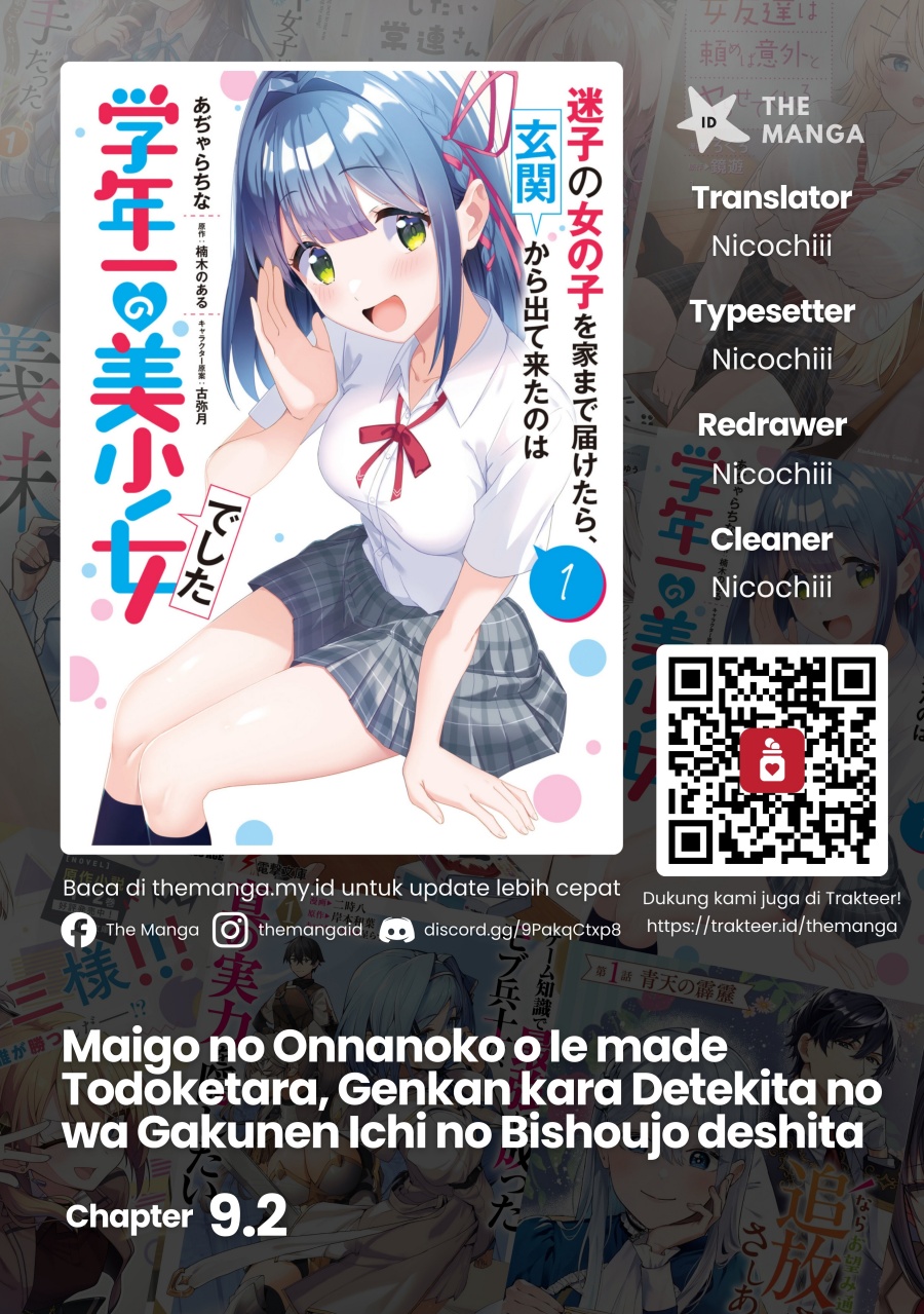 Maigo no Onnanoko o Ie Made Todoketara, Genkan kara Detekita no wa Gakunen Ichi no Bishoujo deshita Chapter 09.2 Bahasa Indonesia
