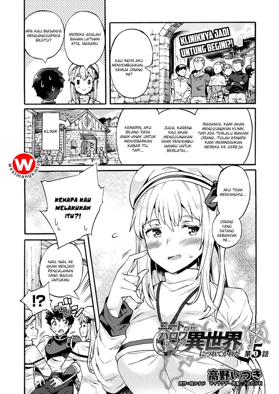 NEET dakedo Hello Work ni Ittara Isekai ni Tsuretekareta Chapter 05 Bahasa Indonesia
